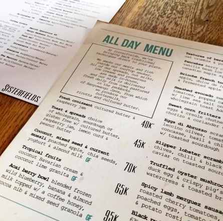 sisterfields menu