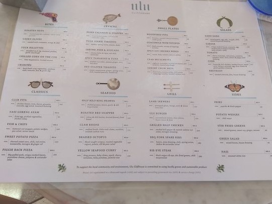 ulu cliffhouse menu