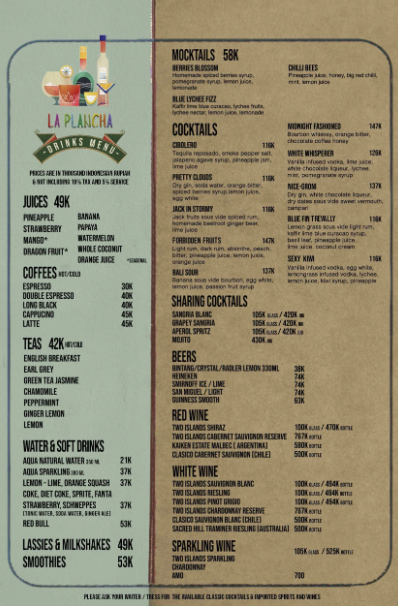 la plancha menu